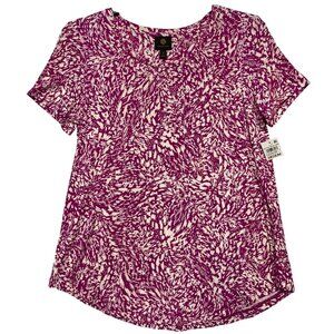 JM Collection Medium Rayon Span Knit Top Purple Fizz Short Sleeve Made In Indone